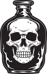 Spirit Shroud Vector Design with Skull Trapped in Bottle Ethereal Essence Bottle Contained Skull Logo Design