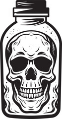 Ghostly Goblet Vector Icon with Skull Confined in Bottle Macabre Mixology Skull in Bottle Graphic Design