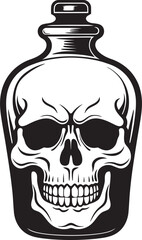 Bone Brew Vector Design with Skull Ensnared in Bottle Spirit Vessel Bottle Trapped Skull Logo