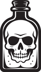 Spirit Vessel Bottle Trapped Skull Logo Skull Draught Vector Icon with Skull Confined in Glass