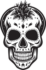 Skeletal Succulence Cactus and Skull Logo Design Prickly Perimeter Vector Icon featuring Skull and Cactus