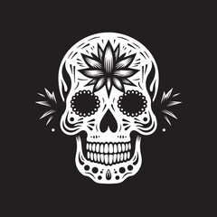 Cactus Cadaver Skull with Cactus Icon Graphic Desert Dominion Vector Icon of Skull with Cactus