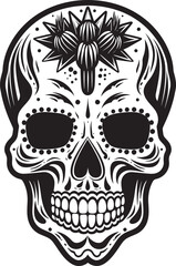 Thorny Terror Vector Icon of Skull with Cactus Spiked Sentinel Cactus and Skull Logo Design
