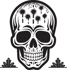 Arid Anatomy Vector Design of Skull and Cactus Desert Demise Skull with Cactus Icon Graphic