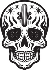 Desert Dominion Vector Icon of Skull with Cactus Spine and Succulents Cactus and Skull Logo Design