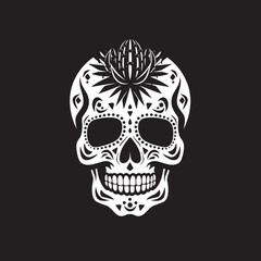 Skeletal Succulent Cactus and Skull Logo Design Thorned Templar Vector Design of Skull and Cactus