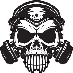 Toxic Guardian Vector Icon with Skull in Gas Mask Biohazard Boneyard Gas Masked Skull Graphic Logo