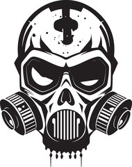 Viral Vigilante Vector Icon with Gas Masked Skull Bio Skull Sentinel Gas Mask Adorned Skull Graphic Logo