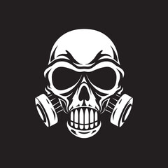 Hazard Headhunter Gas Mask Adorned Skull Icon Design Radiated Remains Vector Icon with Skull in Gas Mask