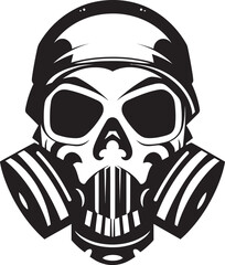 Contagion Custodian Gas Mask Adorned Skull Graphic Logo Skull Sentinel Vector Logo with Skull in Gas Mask