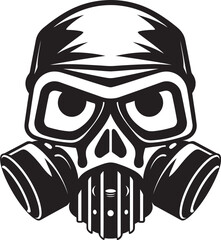 Contagion Custodian Gas Mask Adorned Skull Graphic Logo Skull Sentinel Vector Logo with Skull in Gas Mask
