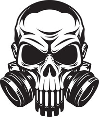 Chemical Conqueror Vector Icon with Gas Masked Skull Biohazard Barrier Gas Mask Adorned Skull Graphic Logo