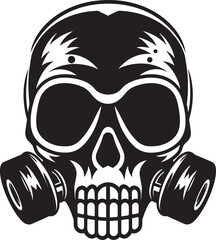 Plague Protector Vector Logo with Skull and Gas Mask Eerie Emanation Gas Mask Adorned Skull Icon Design
