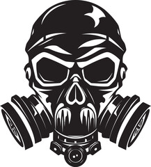 Chemical Conqueror Gas Mask Adorned Skull Icon Design Plague Protector Vector Icon with Gas Masked Skull