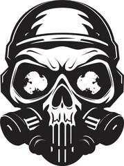 Cursed Cranium Gas Mask Adorned Skull Graphic Logo Respirator Reaper Vector Logo with Skull and Gas Mask