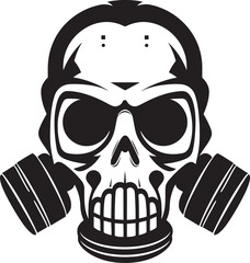 Apocalyptic Armor Vector Logo with Skull and Gas Mask Chemical Conqueror Gas Mask Adorned Skull Icon Design