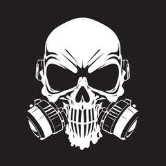 Contagion Custodian Vector Logo with Skull and Gas Mask Toxic Tango Gas Mask Adorned Skull Icon Design