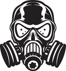 Radiated Remains Vector Icon with Gas Masked Skull Cursed Cranium Gas Mask Adorned Skull Graphic Logo