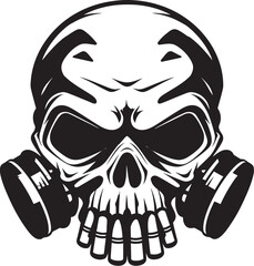 Viral Vigilante Gas Mask Adorned Skull Icon Design Hazardous Guardian Vector Icon with Gas Masked Skull