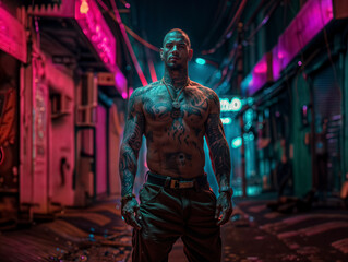 Fototapeta na wymiar Young male gang member on the alley street of Brazil 