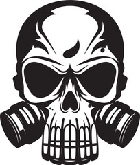 Biohazard Boneyard Vector Logo with Gas Mask and Skull Hazardous Headgear Gas Masked Skull Icon Design
