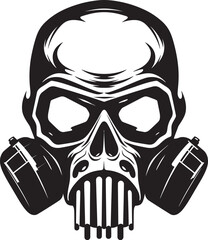 Contaminated Crusader Vector Icon with Skull in Gas Mask Masked Mortality Gas Mask Adorned Skull Graphic Logo