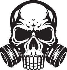 Toxicity Guardian Vector Logo with Skull in Gas Mask Apocalypse Avenger Gas Mask Clad Skull Icon Design