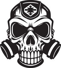 Contamination Crusader Vector Icon with Gas Masked Skull Masked Mortality Gas Mask Clad Skull Graphic Logo