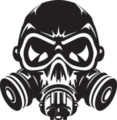 Hazard Headhunter Gas Mask Adorned Skull Icon Design Contamination Crusader Vector Icon with Gas Masked Skull
