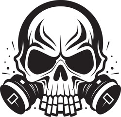 Viral Vigilante Vector Icon with Skull in Gas Mask Bio Skull Sentinel Gas Mask Adorned Skull Graphic Logo