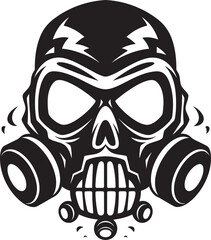 Hazard Headhunter Gas Mask Adorned Skull Icon Design Contamination Crusader Vector Icon with Gas Masked Skull