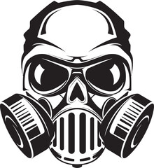 Skull Sentinel Vector Icon with Gas Masked Skull Toxic Guardian Gas Masked Skull Graphic Logo