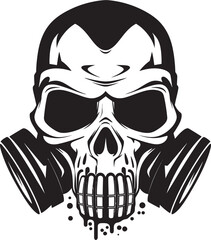 Apocalypse Avenger Gas Mask Adorned Skull Icon Design Skull Sentinel Vector Icon with Gas Masked Skull