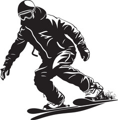 Powder Trailblazer Graphic Logo with Snowboarding Man Mountain Carver Snowboarding Man Icon Design