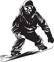 Fototapeta premium Mountain Carver Snowboarding Man Icon Design Glacier Glide Vector Logo featuring Snowboarding Man