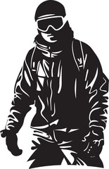 Summit Shredder Snowboarding Man Icon Design Avalanche Ace Vector Logo with Snowboarding Man Graphic