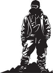 Alpine Thrill Vector Icon of Snowboarding Man Powder Trailblazer Graphic Logo with Snowboarding Man