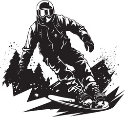 Slope Seeker Graphic Design with Snowboarding Man Icon Blizzard Warrior Snowboarding Man Logo Graphic