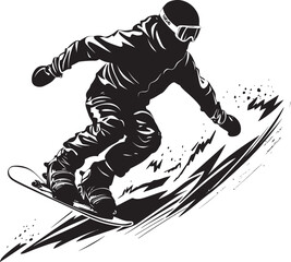 Avalanche Ace Vector Logo with Snowboarding Man Graphic Frost Rider Emblem Snowboarding Man Logo Design