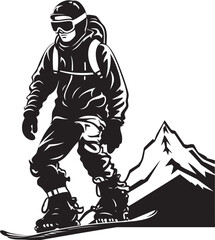Alpine Thrill Vector Icon of Snowboarding Man Powder Trailblazer Graphic Logo with Snowboarding Man