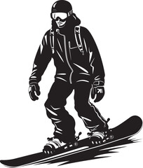 Glacier Glide Vector Logo featuring Snowboarding Man Slope Seeker Graphic Design with Snowboarding Man Icon