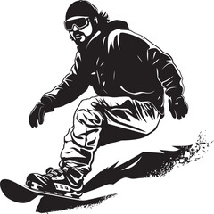 Fototapeta premium Frost Rider Emblem Snowboarding Man Logo Design Alpine Thrill Vector Icon of Snowboarding Man