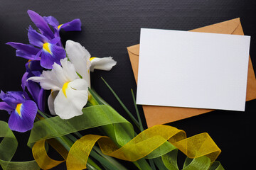romantic composition. bouquet of irises 