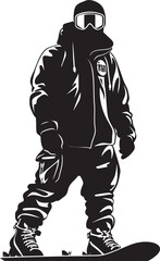 Glacier Glide Vector Logo featuring Snowboarding Man Slope Seeker Graphic Design with Snowboarding Man Icon