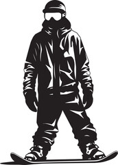 Summit Shredder Snowboarding Man Icon Design Avalanche Ace Vector Logo with Snowboarding Man Graphic