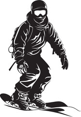Powder Plunge Graphic Logo of Snowboarding Man Mountain Maverick Snowboarding Man Icon Design