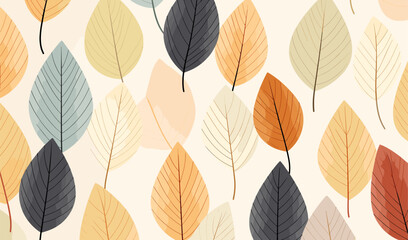 Fototapeta na wymiar Geometric pattern of leaves, minimalist vector seamless background