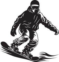Summit Swoosh Snowboarding Man Icon Design Avalanche Ace Vector Logo with Snowboarding Man Graphic