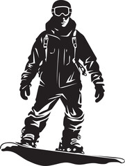 Powder Plunge Graphic Logo of Snowboarding Man Mountain Maverick Snowboarding Man Icon Design
