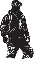 Blizzard Daredevil Snowboarding Man Logo Graphic Glacier Glide Vector Icon of Snowboarding Man